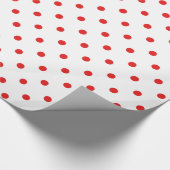 Witte en rode pokkendot cadeaupapier (Hoek)