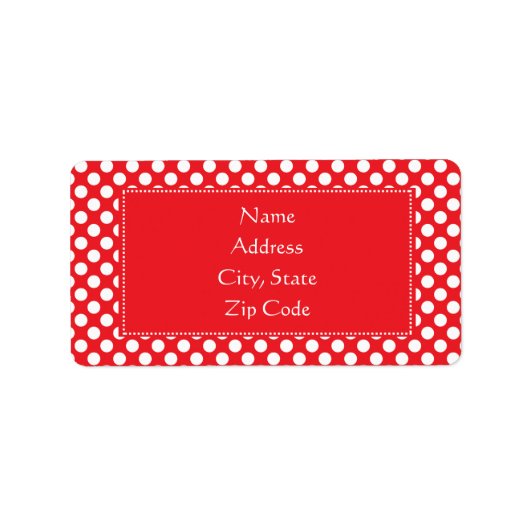 Witte en rode pokkendot etiket (Voorkant)
