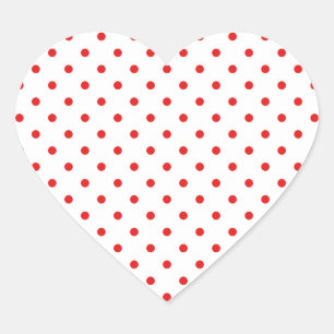 Witte en rode pokkendot hart sticker