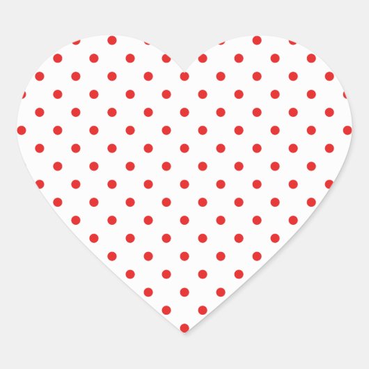 Witte en rode pokkendot hart sticker (Voorkant)