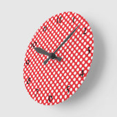 Witte en rode pokkendot ronde klok (Hoek)