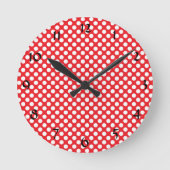 Witte en rode pokkendot ronde klok (Voorkant)