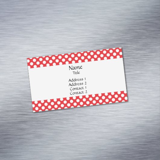 Witte en rode pokkendot visitekaartje magneet (Voorbeeld)