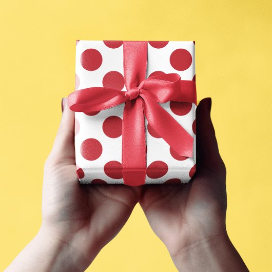 Witte en rode pokkendots cadeaupapier