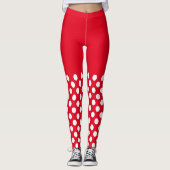 Witte en rode pokkendots leggings (Voorkant)