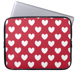 Witte en rode polakharten laptop sleeve