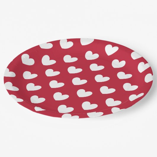 Witte en rode polakharten papieren bordje (Gekanteld)