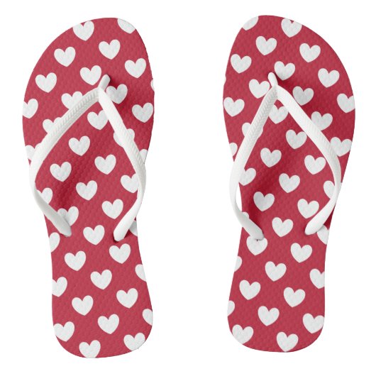 Witte en rode polakharten teenslippers (Voetbed)