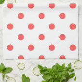Witte en rode Polka Dot keukenhanddoek (Gevouwen)