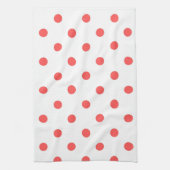 Witte en rode Polka Dot keukenhanddoek (Verticaal)