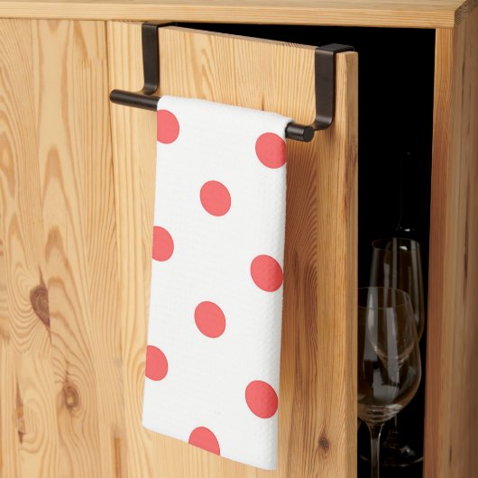 Witte en rode Polka Dot keukenhanddoek (Derde Gevouwen)