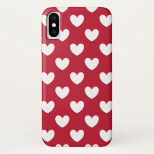 Witte en rode polka harten iPhone x hoesje