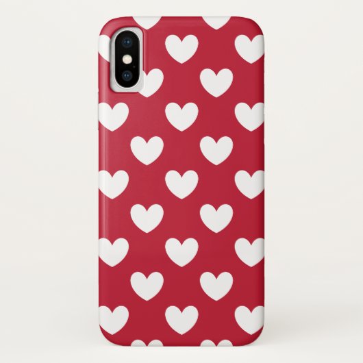 Witte en rode polka harten Case-Mate iPhone case (Achterkant)