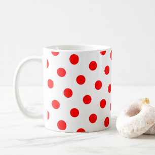 Witte en rode polka stippen koffiemok
