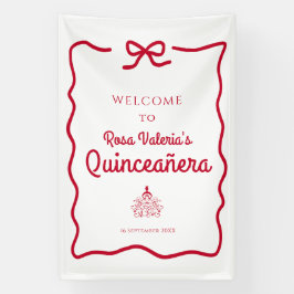 Witte en rode Quinceañera Welkom Spandoek