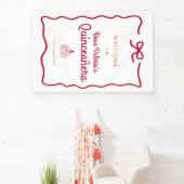 Witte en rode Quinceañera Welkom Spandoek (Insitu)