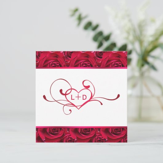 Witte en rode roze stellen schoeisel kaart (Staand voorkant)