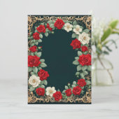 Witte en rode rozen aangepaste tekst bruiloft kaart (Staand voorkant)