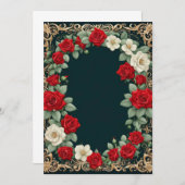 Witte en rode rozen aangepaste tekst bruiloft kaart (Voorkant / Achterkant)