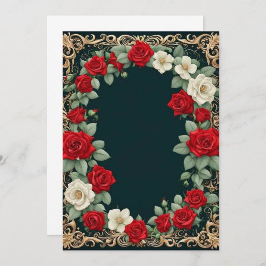 Witte en rode rozen aangepaste tekst bruiloft kaart (Voorkant / Achterkant)