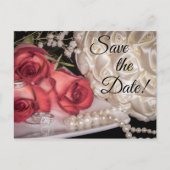 Witte en rode rozen, Rings, Bouquet, Pearls Briefk Uitnodiging Briefkaart (Voorkant)