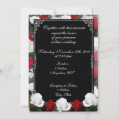 Witte en rode rozen Weddenschap Foto-uitnodigingen Kaart (Achterkant)