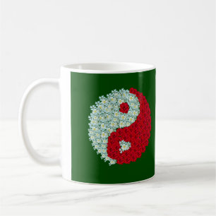 Witte en rode rozen Yin Yang mok
