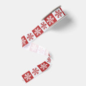 Witte en rode sneeuwvlokken grosgrain lint (Achterkant)