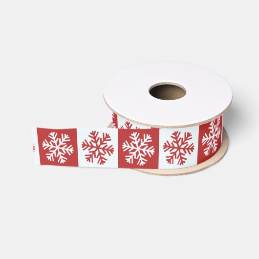 Witte en rode sneeuwvlokken grosgrain lint (Spoel)
