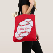 Witte en rode softbal moeder sport Canvas tas (Dichtbij)