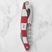 Witte en rode strepen monogram kurkentrekker (Achterkant)