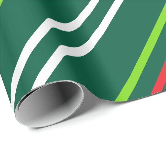 Witte en rode strepen op donkergroene kerst cadeaupapier (Rol Hoek)