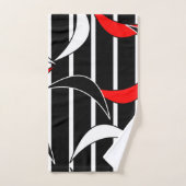 Witte en rode strepen op zwarte doekset bad handdoek (Handdoek)