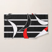 Witte en rode strepen op zwarte doekset bad handdoek (Handdoek)