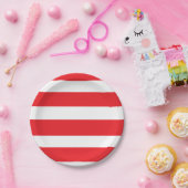 Witte en rode strepen papieren bordje (Feest)