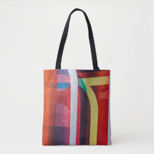 Witte en rode textiel tote bag