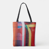 Witte en rode textiel tote bag (Achterkant)