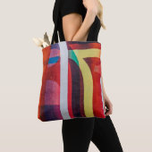 Witte en rode textiel tote bag (Dichtbij)