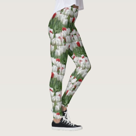 Witte en rode tulpen leggings (Rechts)