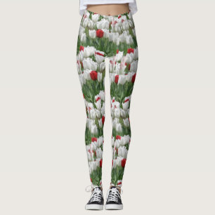 Witte en rode tulpen leggings