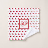 Witte en Rode Valentijn Harten LIEFDE Bad Handdoek (Wasdoekje)