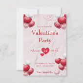 Witte en Rode Valentijnsdag Party Kaart (Voorkant)