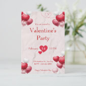 Witte en Rode Valentijnsdag Party Kaart (Staand voorkant)