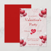Witte en Rode Valentijnsdag Party Kaart (Voorkant / Achterkant)