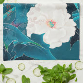 Witte en rode ventilator, Japans ontwerp Theedoek (Gevouwen)