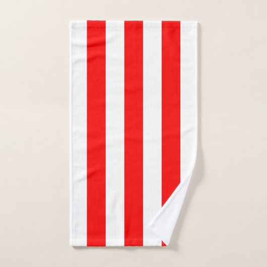 Witte en rode verticale strepen bad handdoek (Handdoek)