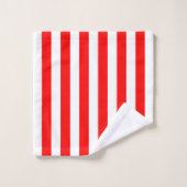 Witte en rode verticale strepen bad handdoek (Wasdoekje)