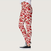 Witte en rode vliegende bladeren die het patroon h leggings (Links)