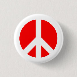 Witte en Rode Vredessymbool Button