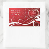 Witte en rode wervelingen harten- Afstuderen Rechthoekige Sticker (Tas)